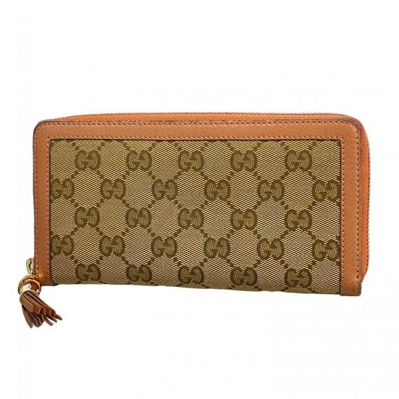 Gucci Long Wallet GG Canvas Bamboo 224253 Canvas Brown Pink Gold Hardware  Women - Picture 1 of 16